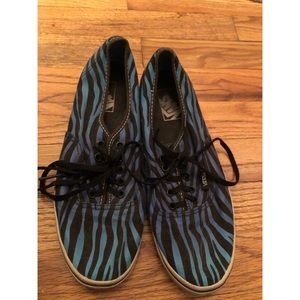 Blue and purple women’s zebra print vans
